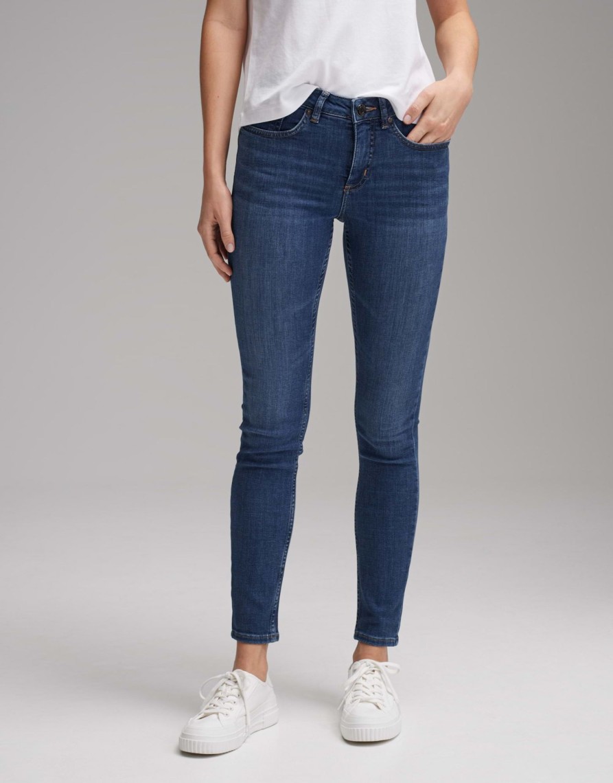 opus Skinny Jeans Elma Strong Blue Low Rise In Stretchy Bci Katoenmix | Jeans