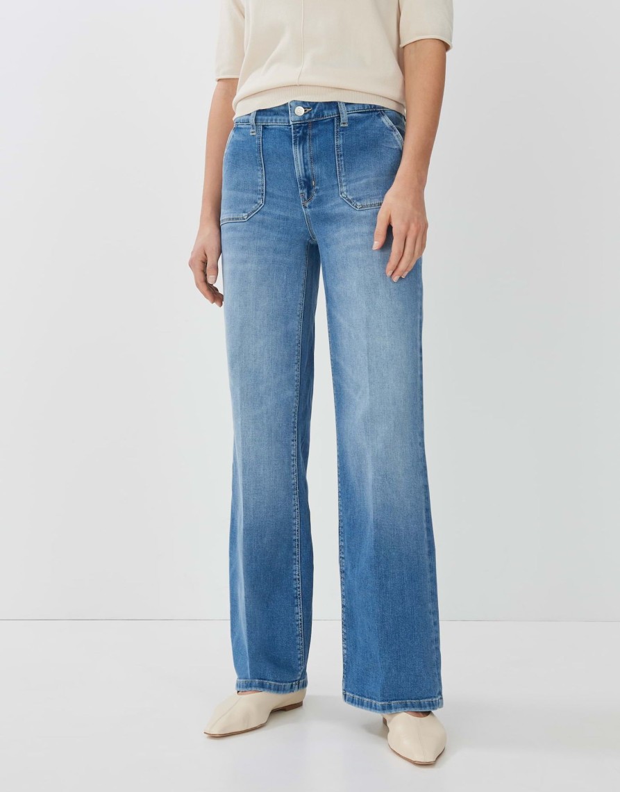 someday Carie Utility Long Flared Jeans Mid Rise In Stretchy Bci Katoenmix | Jeans