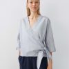 someday Zayali Chambray Normale Wikkelblouse In Bci Katoen | Blouses