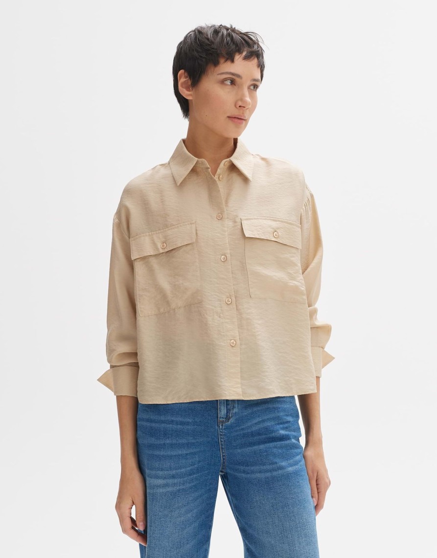 opus Fastelle Losse Overhemdblouse In Satijnlook | Blouses