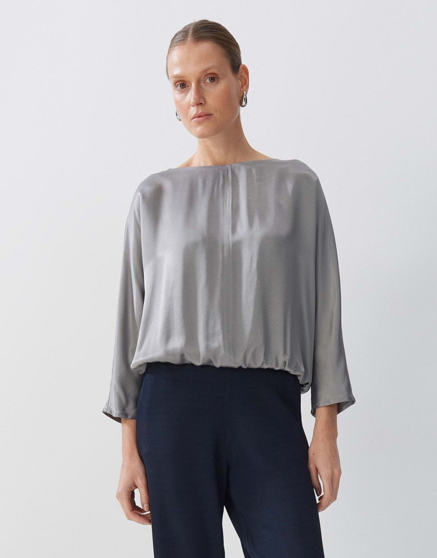 someday Zporty Losse Overhemdblouse In Een Glinsterende Viscosemix | Blouses