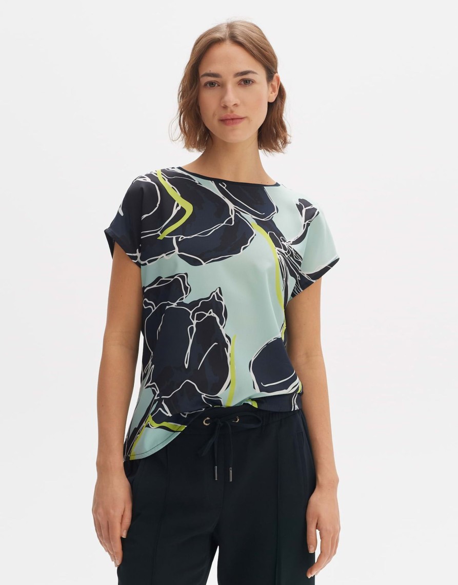 opus Stini Print Regular Overhemd Van Gemengde Stof | Shirts