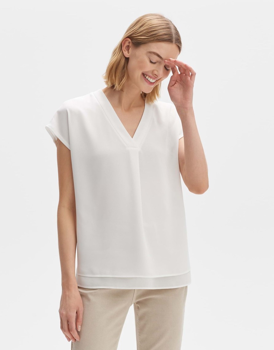 opus Shirt Blouse Feliso Regular Van Materiaalmix | Blouses