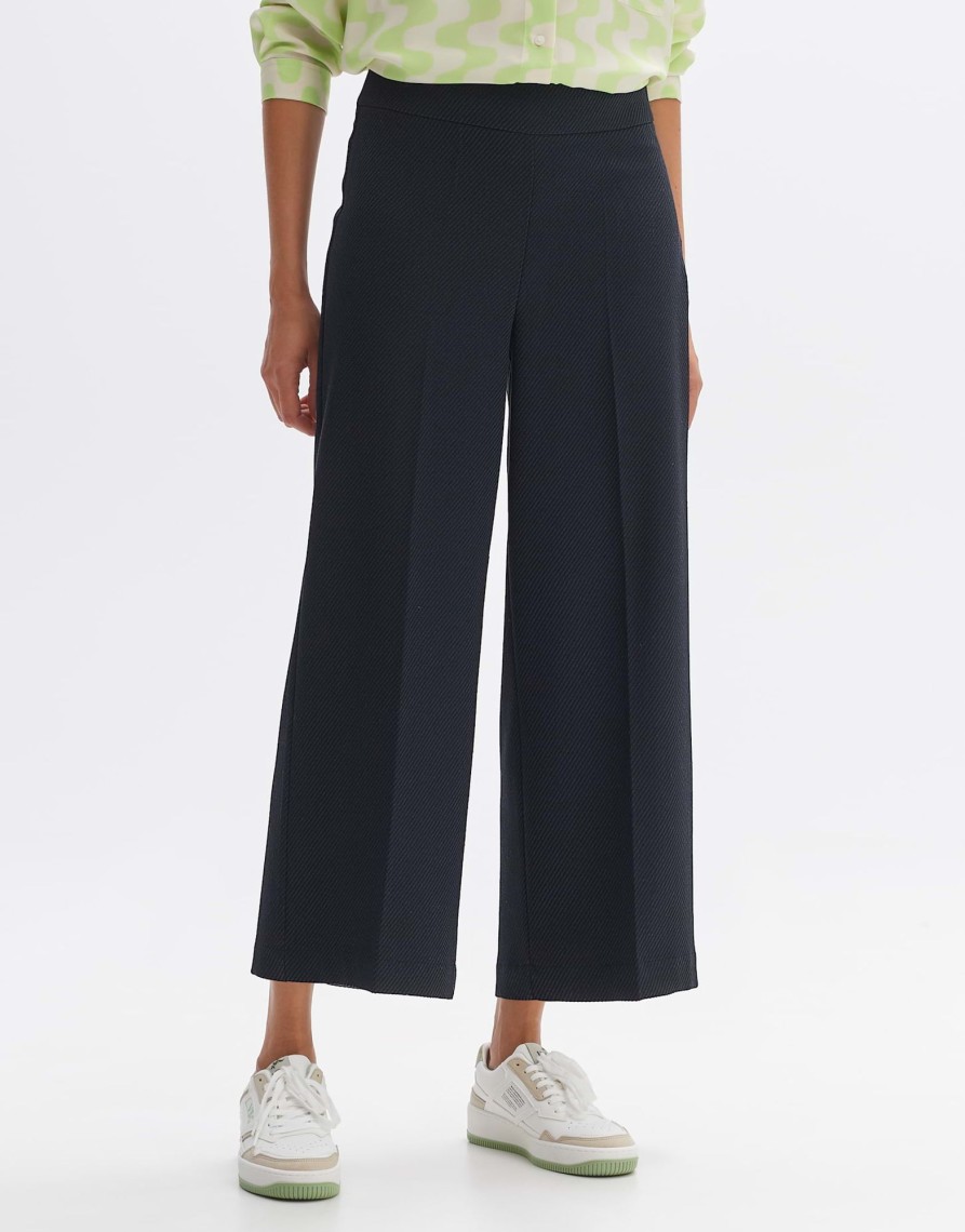 opus Misha Twill Wijde Culottes Met Structuur | Broeken