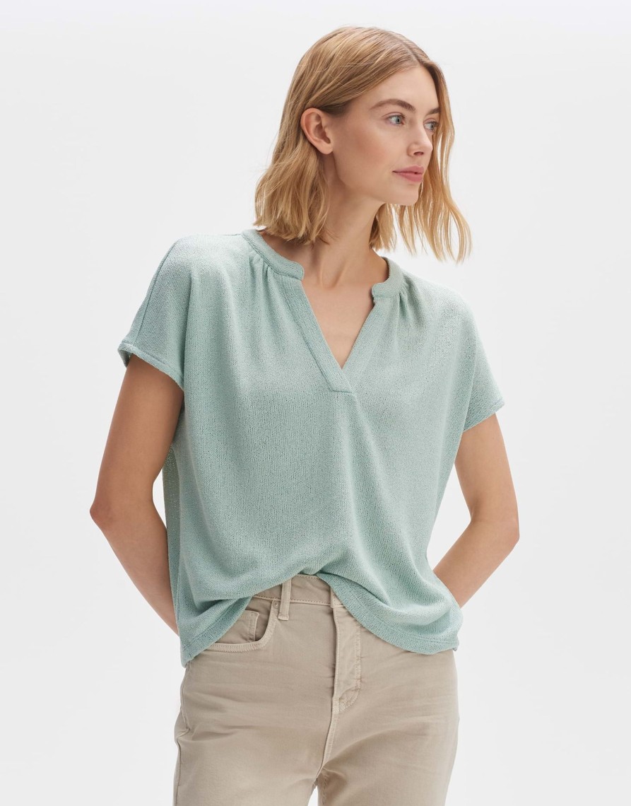 opus Skirius Breeze Boxy Overhemd In Een Fijn Gebreide Look | Shirts