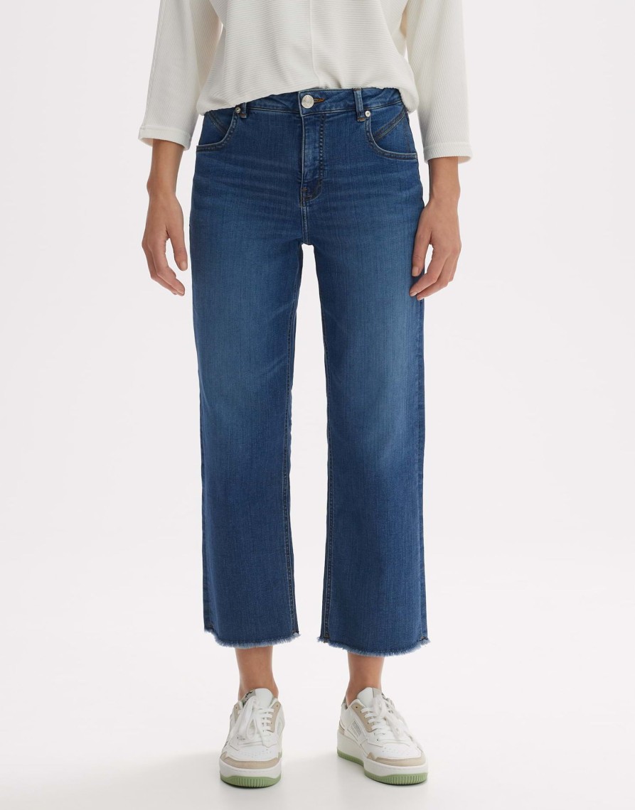 opus Momito Fresh Wijde Cropped Jeans In Een Stretchy Katoenmix | Jeans