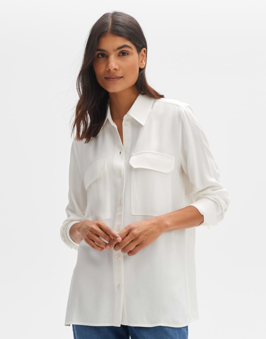 opus Filesko Long Regular Overhemdblouse Van Ecovero Viscose | Blouses