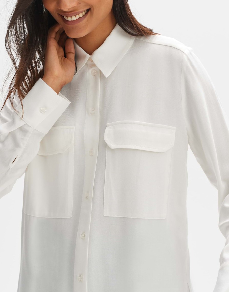 opus Filesko Long Regular Overhemdblouse Van Ecovero Viscose | Blouses