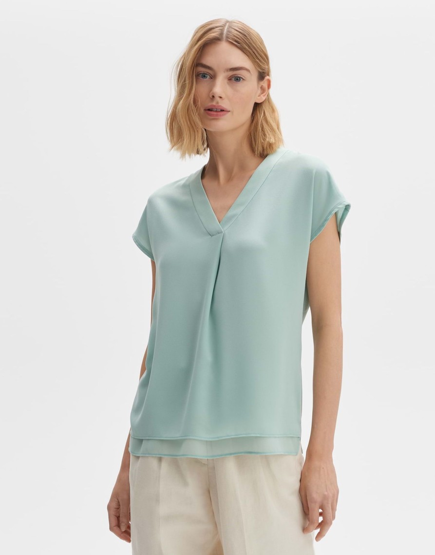 opus Shirt Blouse Feliso Regular Van Materiaalmix | Blouses