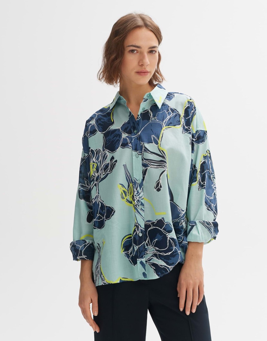 opus Fenlo Bloom Oversized Overhemdblouse Van Bci-Katoen | Blouses