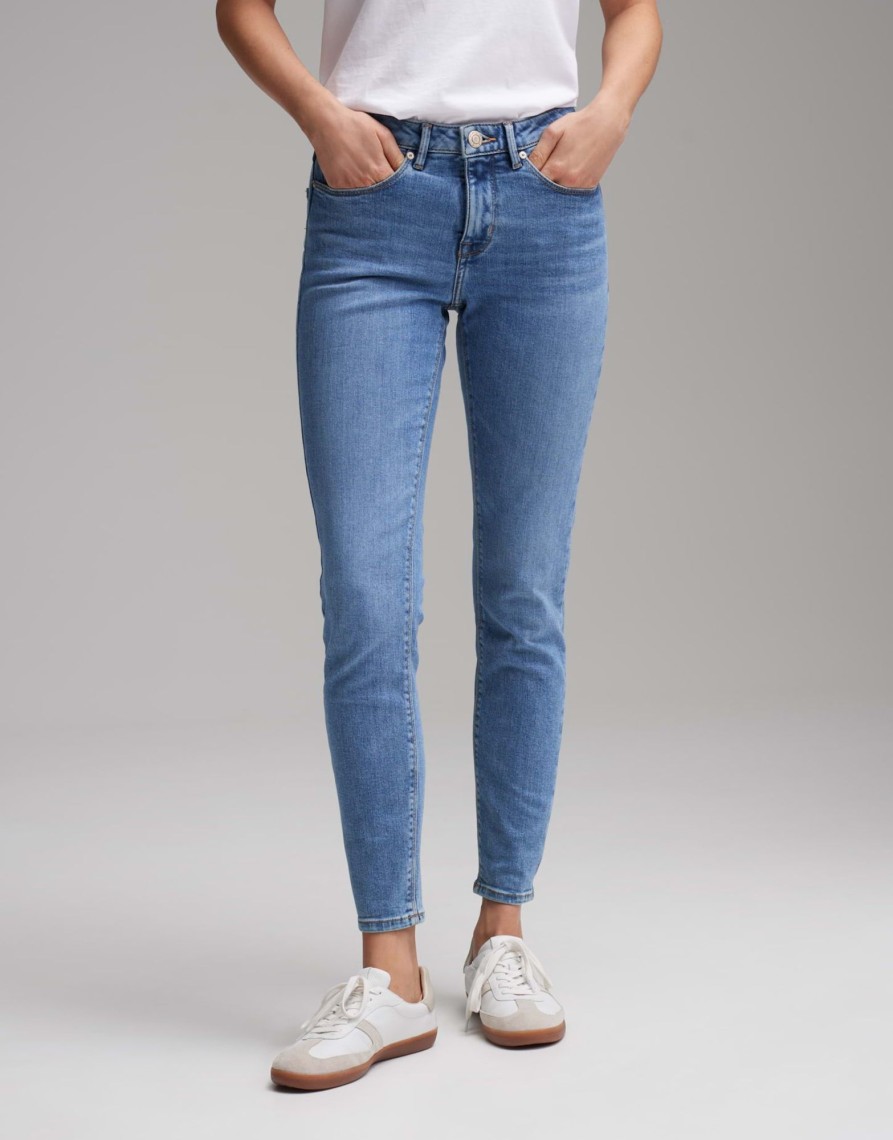 opus Skinny Jeans Elma Ocean Blue Lage Taille Met Stretchgehalte | Jeans