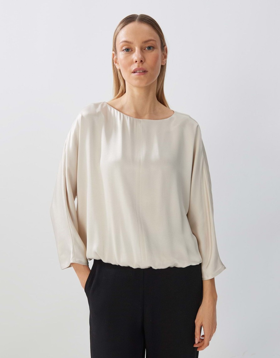 someday Zporty Losse Overhemdblouse In Een Glinsterende Viscosemix | Blouses